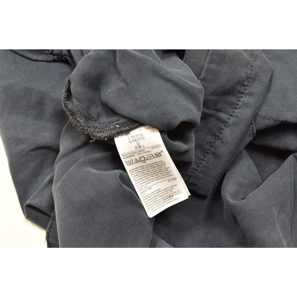 Gap 1969 Navy Black Lyocell Utility Button Down Shirt Top Blouse L Petite - Picture 7 of 8